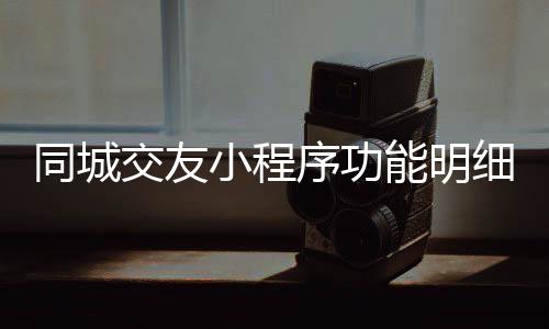 同城交友小程序功能明细_(同城交友小程序功能明细怎么看)